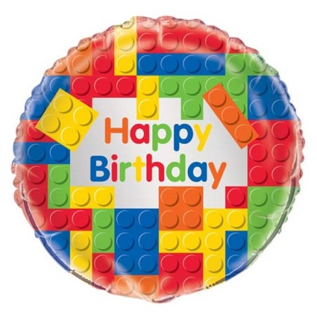 Palloncino Lego Block Party Happy Birthday 18"/45cm Palloncino Mylar