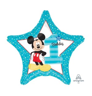 Palloncino Topolino Mickey Mouse Stella Primo Compleanno 18"/45cm in Mylar