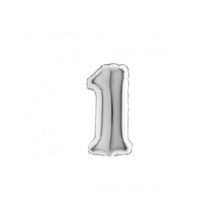 Numero 1 in Mylar 7"/18cm Micro Argento