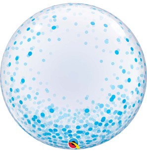 Palloncino Trasparente Confetti Blu 24"/61cm DecoBubble