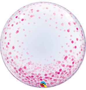 Palloncino Trasparente Confetti Rosa 24"/61cm DecoBubble
