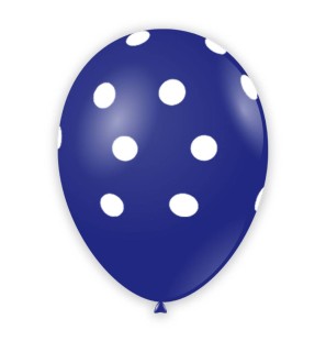 1 Palloncino Blu Ultramarino 50 con pois bianchi 12"/30cm Palloncini Stampati