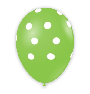 1 Palloncino Verde Lime 18 con pois bianchi 12"/30cm Palloncini Stampati