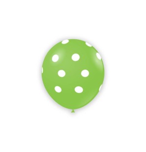 1 Palloncino Verde Lime 18 con pois bianchi 5"/13cm Palloncini Stampati