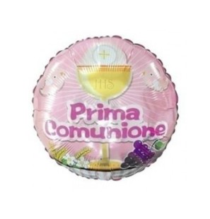 Palloncino Prima Comunione Rosa 18"/45cm in Mylar