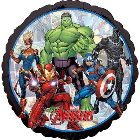 Palloncino Supereroi Avengers Marvel Bordo Nero Tondo 17"/43cm in Mylar