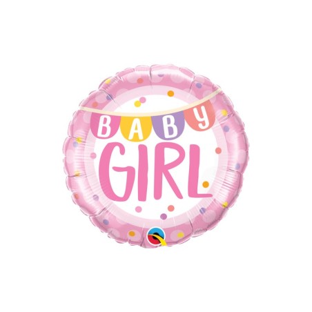 Palloncino Baby Girl Banner Dots 18"/45cm Palloncino Mylar