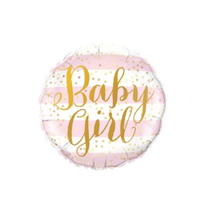 Palloncino Baby Girl Pink Stripes 18"/45cm Palloncino Mylar