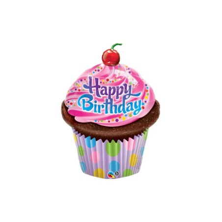 Palloncino Cupcake Happy Birthday 35"/91cm SuperShape in Mylar