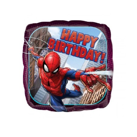 Palloncino Spiderman Happy Birthday Quadrato 18"/45cm in Mylar