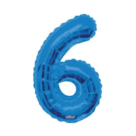 Palloncino Numero 6 in Mylar - 34" - 86 cm Blu
