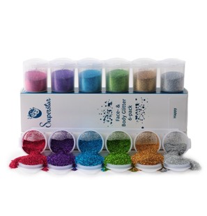 Glitter Happy Fine 90ml confezione con 6 colori assortiti