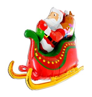 Babbo Natale con slitta 3D 46" - Mylar