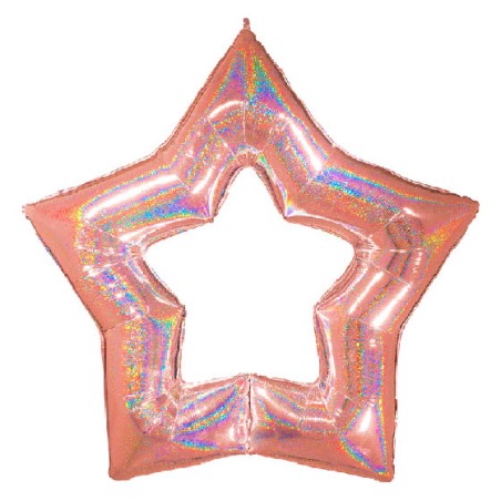 Palloncino Stella Rosa Gold Glitter Holographic 19"/48 cm SuperShape in Mylar
