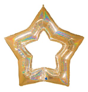Palloncino Stella Oro Gold Glitter Holographic 19"/48 cm SuperShape in Mylar