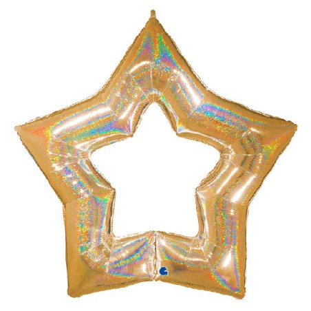 Palloncino Stella Oro Gold Glitter Holographic 19"/48 cm SuperShape in Mylar