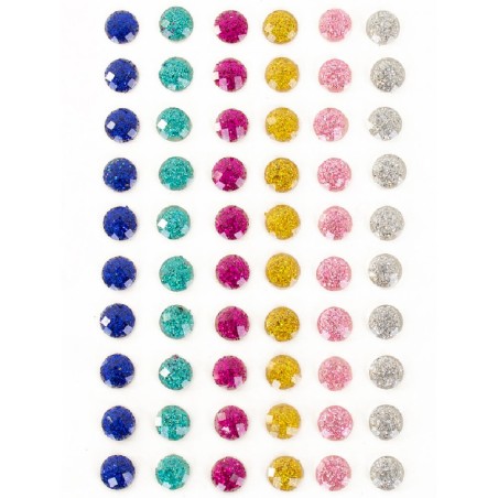 60 Pietre Adesive Rotondo Glitter Multicolore 6mm Strass Autoadesivo
