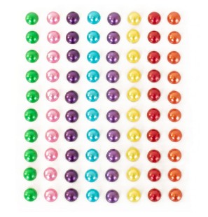 80 Pietre Adesive Rotondo Perla Multicolore 6mm Strass Autoadesivo