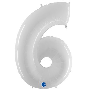 Numero 6 in Mylar 40"/100cm Mega Bianco