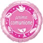 Palloncino Prima Comunione Tondo Rosa 9"/22cm Mylar Mini Shape