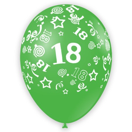1 Palloncino Verde con scritta 18 anni 12"/30cm Palloncini Stampati