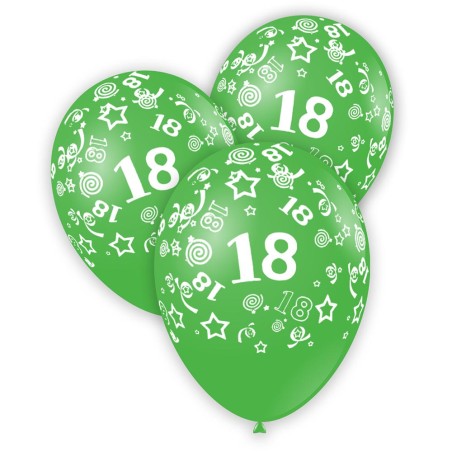 100 Palloncini Verde con scritta 18 anni 12"/30cm Palloncini Stampati