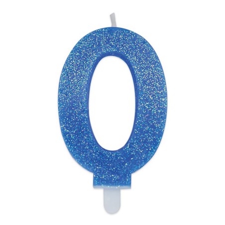 Candelina Sweety Blu Glitter 9cm Numero 0