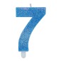 Candelina Sweety Blu Glitter 9cm Numero 7