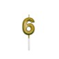 Candelina Prestige Oro Metal 9cm Numero 6