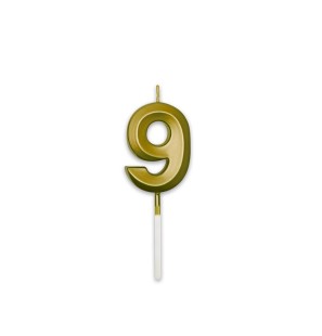 Candelina Prestige Oro Metal 9cm Numero 9