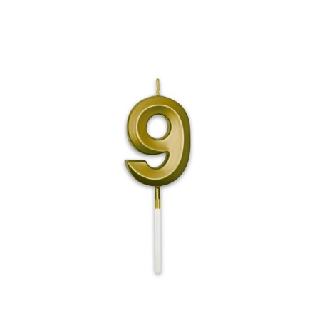 Candelina Prestige Oro Metal 9cm Numero 9