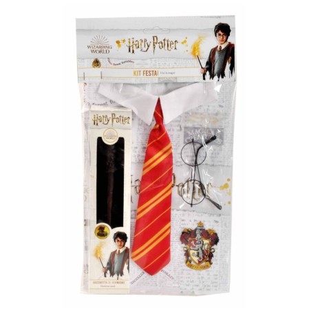 Harry Potter Kit Festa Colletto Cravatta Occhiali Bacchetta "Wizarding World"