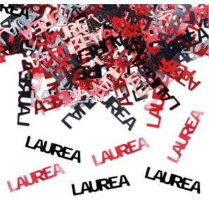 Coriandoli in plastica 15gr scritta Laurea rossa e nera