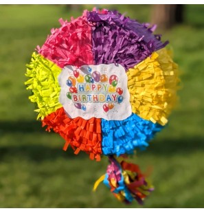 Pignatta Pentolaccia 36cm Happy Birthday Multicolore per Feste