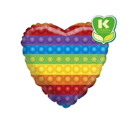 Palloncino Cuore Arcobaleno Popit 18"/45cm in Mylar