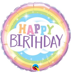 Palloncino Rainbow Arcobaleno Happy Birthday tondo 18"/45cm in Mylar