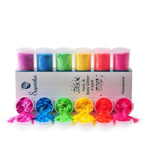 Glitter Fluor Chunky 130ml confezione con 6 colori assortiti