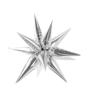 Palloncino Exploding Star Argento 27"/70cm SuperShape in Mylar