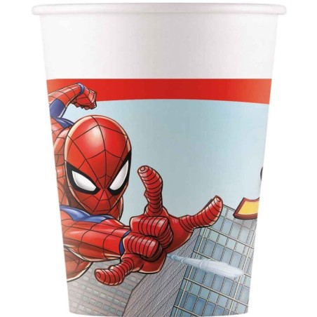 8 Bicchieri Spiderman carta compostabili 200ml