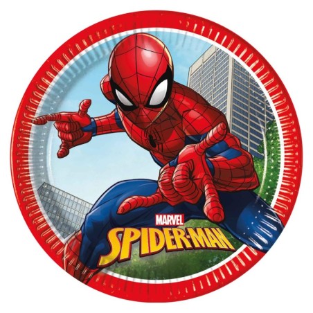 8 Piatti Spiderman carta compostabili 23cm