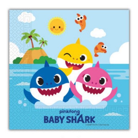20 Tovaglioli Baby Shark carta compostabile 33 X 33cm