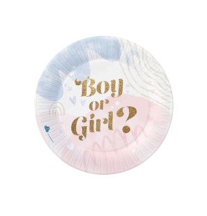 8 Piatti Boy or Girl? carta compostabili 18cm