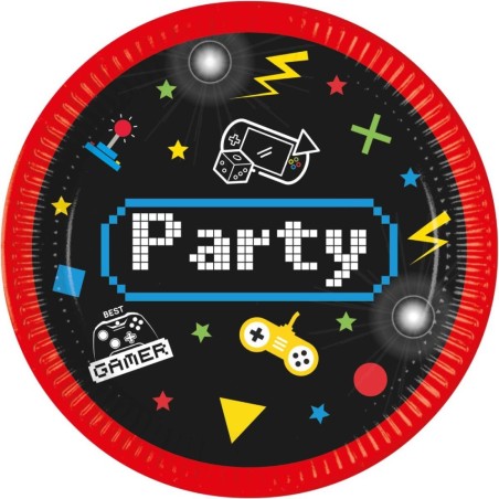 8 Piatti Gaming Party carta compostabili 23cm
