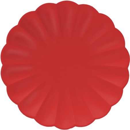 8 Piatti Flower Shape Rosso carta compostabile 23cm