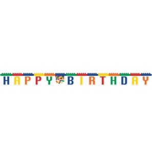 Festone Lego Block Party Happy Birthday in cartone 260 cm