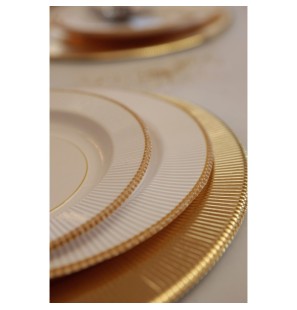 8 Piatti Piccoli Compostabili in Carta 21cm Classic Gold Righe Bordo Oro
