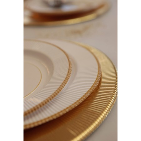 8 Piatti Piccoli Compostabili in Carta 21cm Classic Gold Righe Bordo Oro