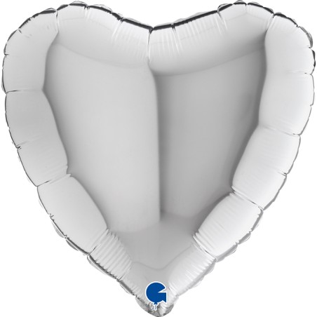 Palloncino Cuore Argento Lucido 18"/46cm in Mylar
