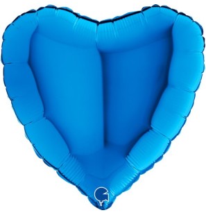 Palloncino Cuore Blu Lucido 18"/46cm in Mylar