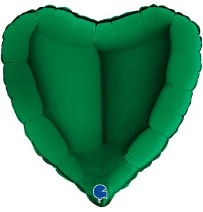 Palloncino Cuore Verde Scuro Lucido 18"/46cm in Mylar